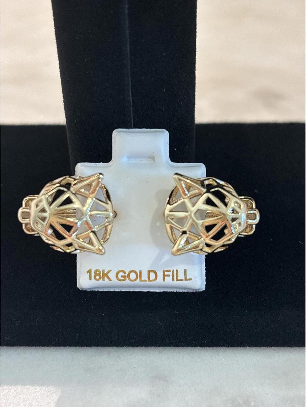 18K Gold Fill Geometric Cat Head Earrings